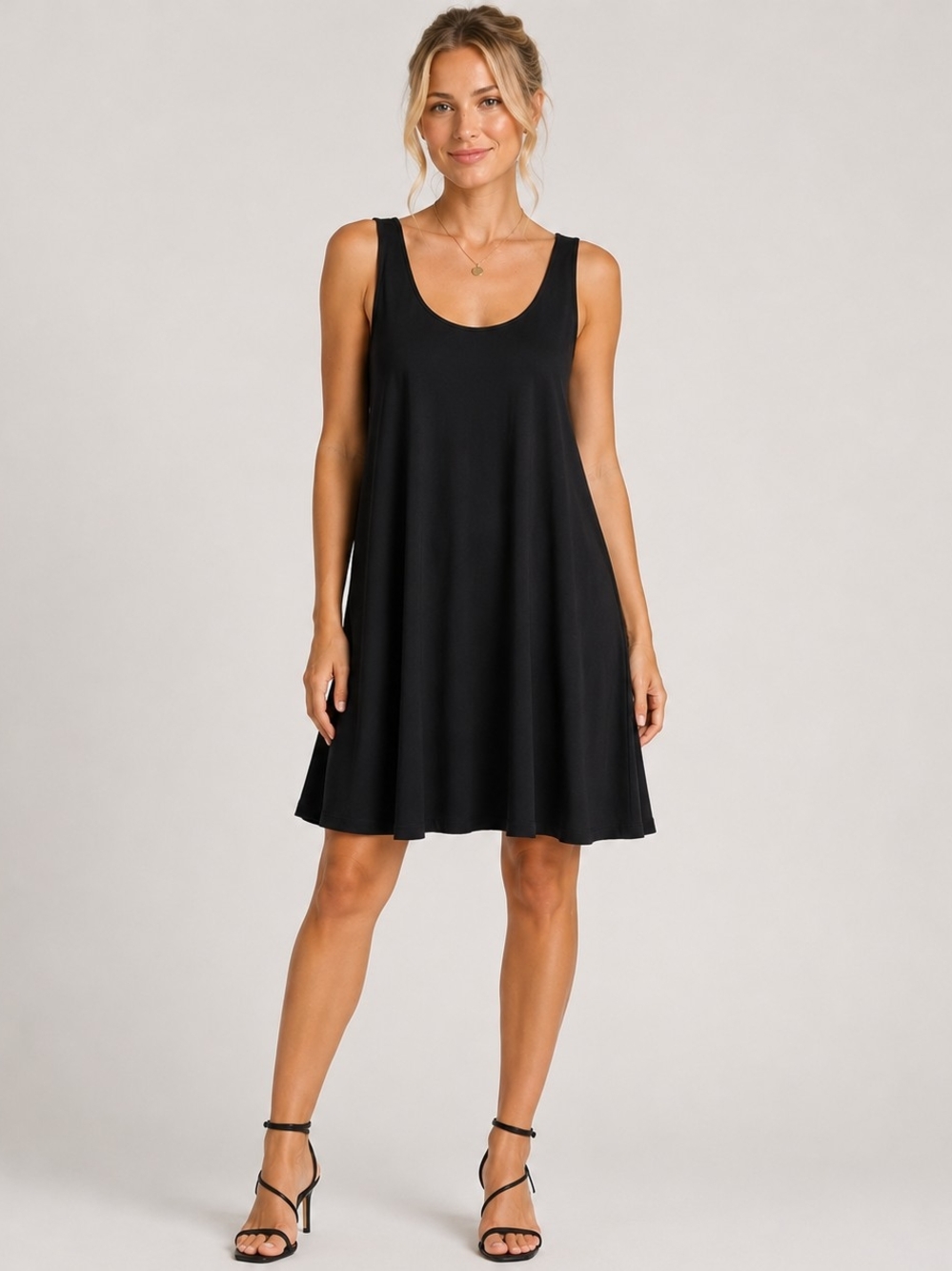 1. State Black Swing Mini Dress Minimalist Capsule Linen Blend LBD